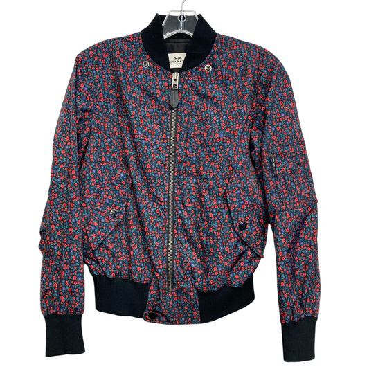 Jacket Designer By Coach In Floral Print, Size:Xs