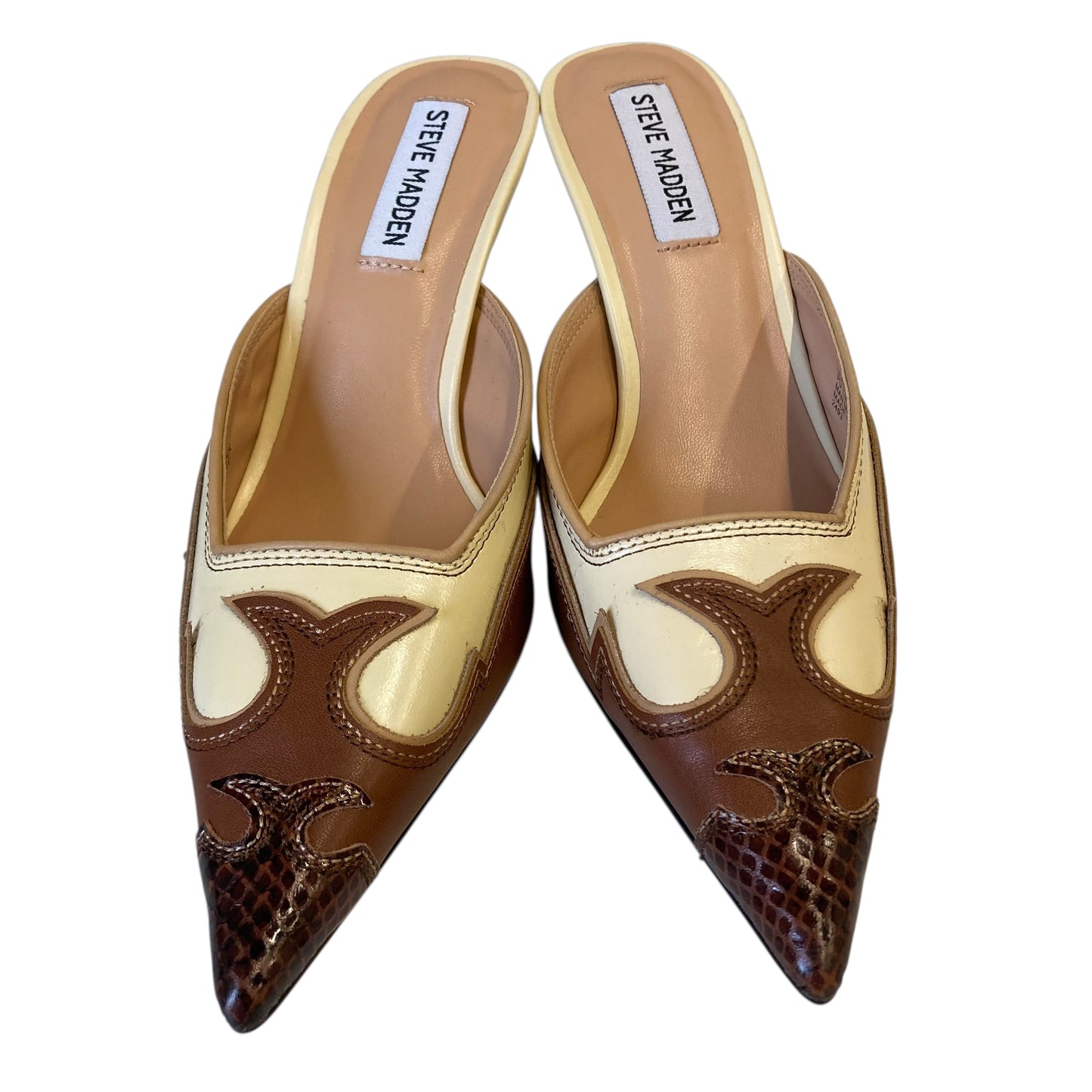 Shoes Heels Stiletto By Steve Madden In Brown & Cream, Size:7