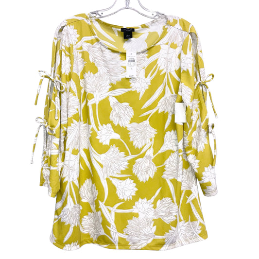 Top 3/4 Sleeve By Ann Taylor In Floral Print, Size:L