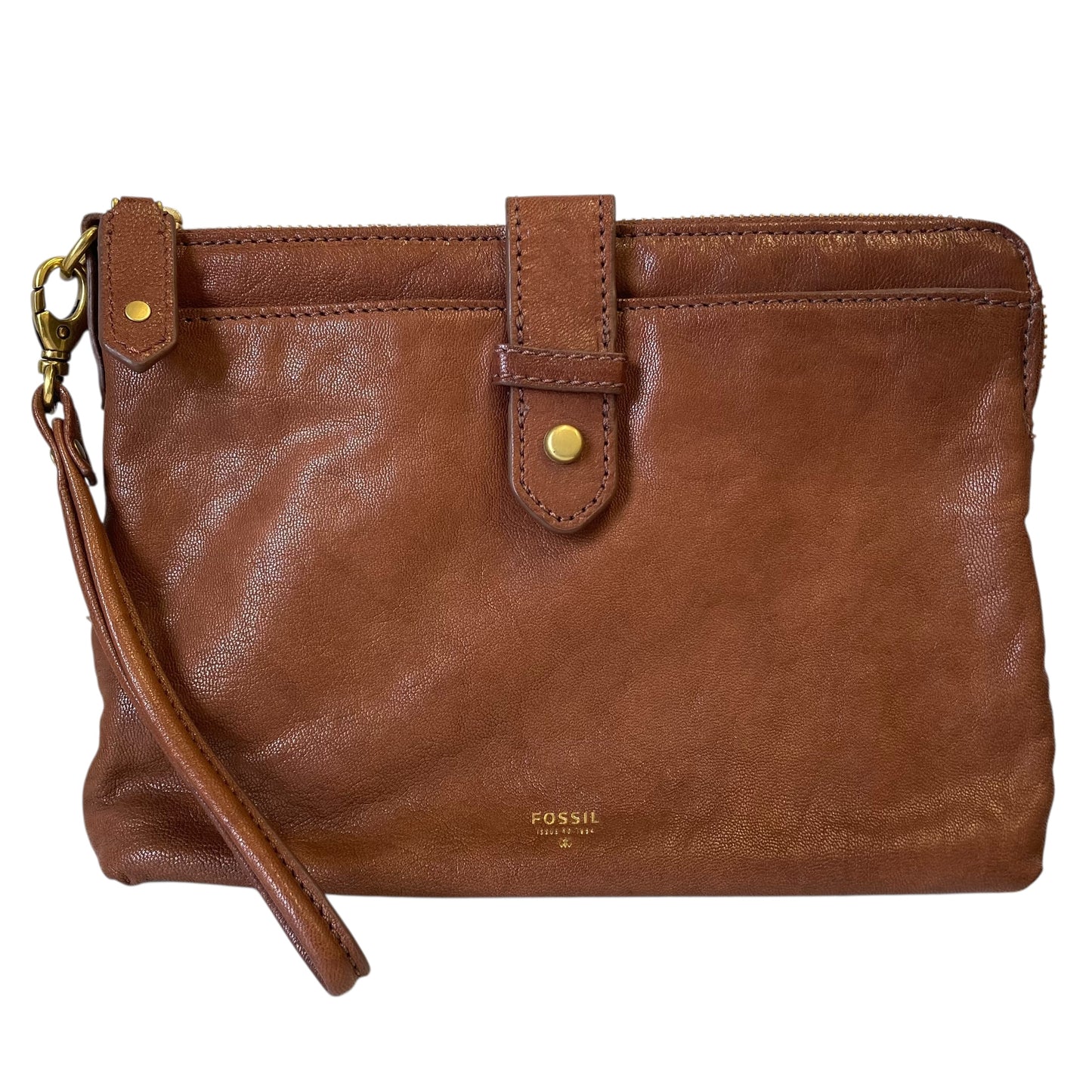 Wristlet Leather By Fossil In Brown, Size:Large
