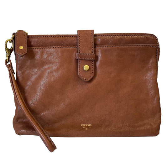 Wristlet Leather By Fossil In Brown, Size:Large