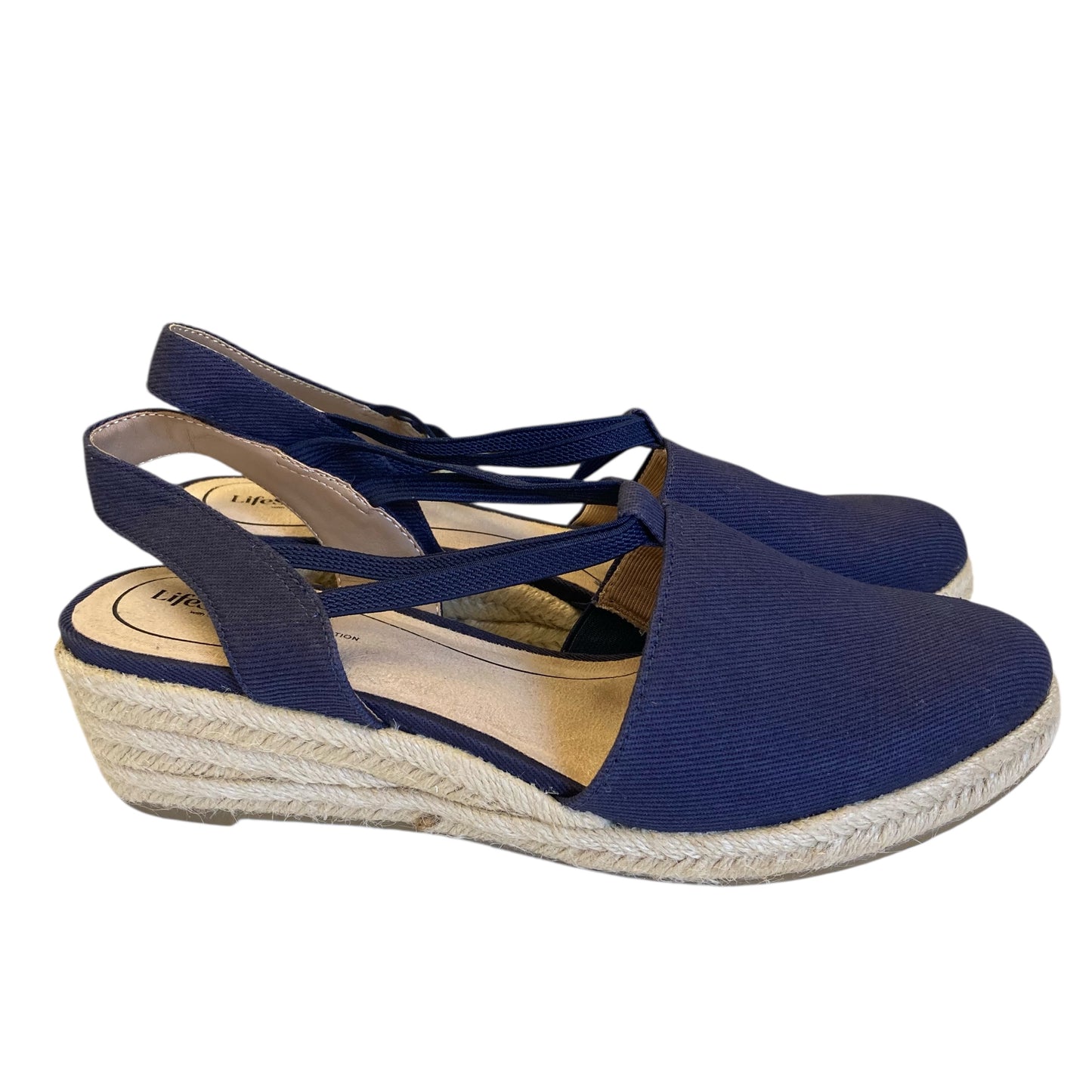 Sandals Heels Wedge By Life Stride In Navy, Size:8