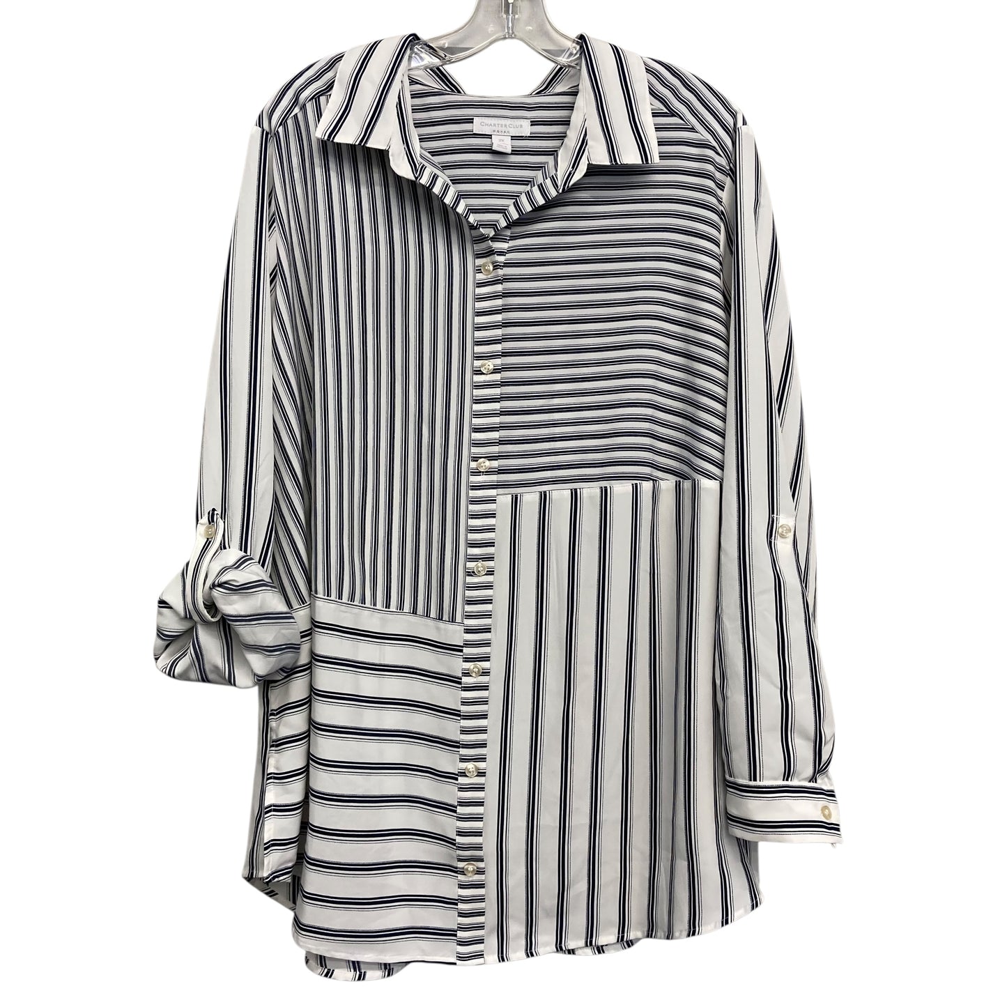 Top Ls By Charter Club In Striped Pattern, Size:2X