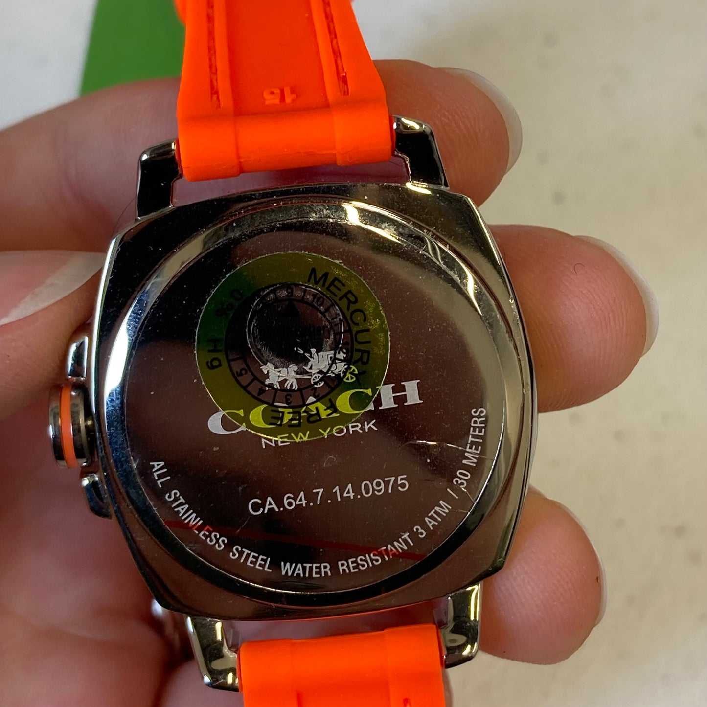 Watch Designer By Coach In Orange & Silver