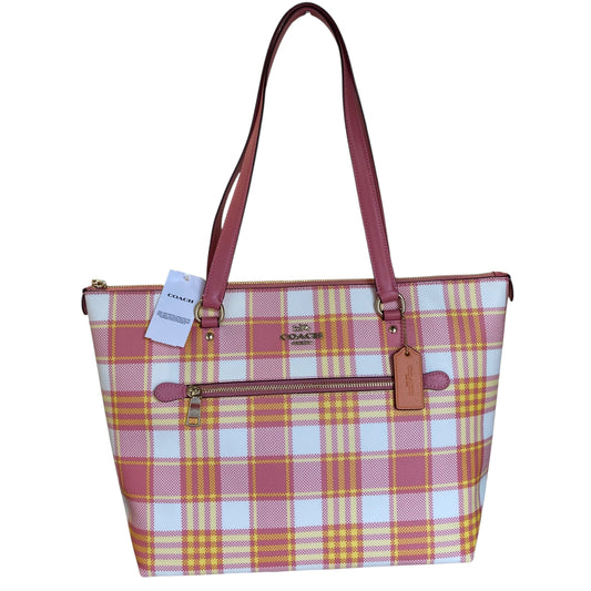 Handbag Designer By Coach In Plaid Pattern, Size:Large