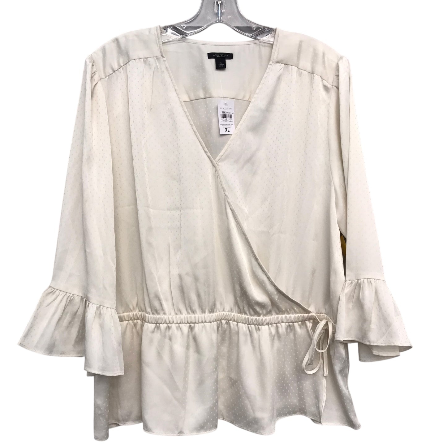 Blouse Ls By Ann Taylor In Ivory, Size:Xl