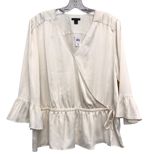 Blouse Ls By Ann Taylor In Ivory, Size:Xl