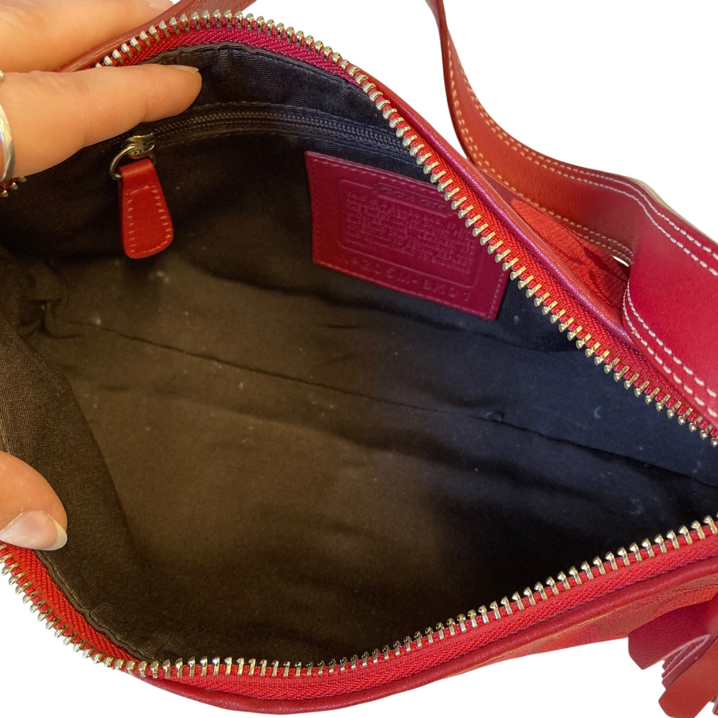 Handbag Designer By Coach In Red, Size:Small