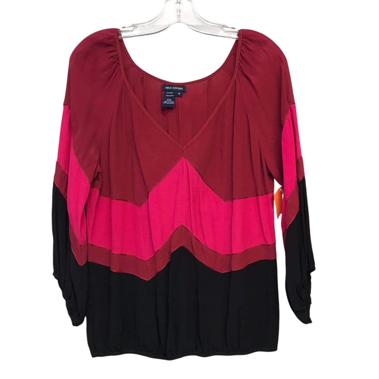 Top 3/4 Sleeve By Max Edition In Red, Size:M