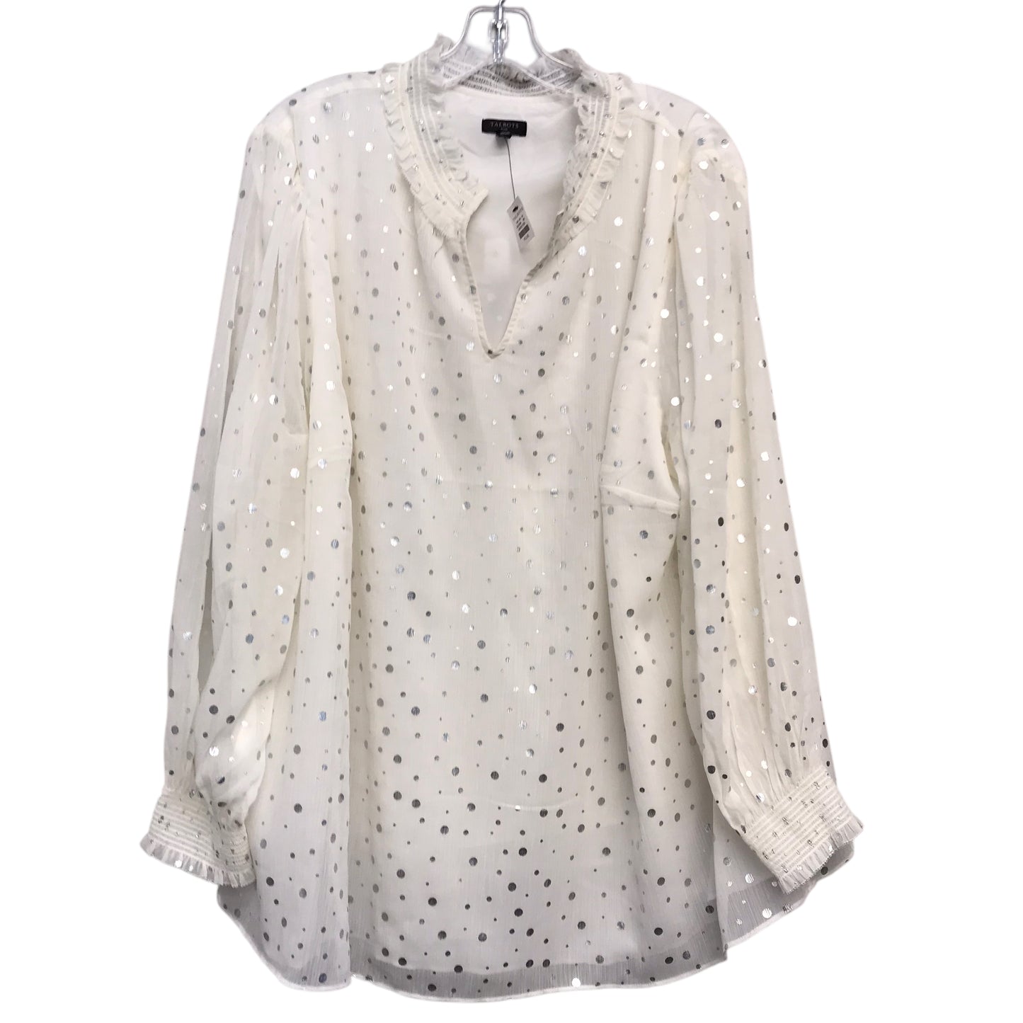 Top Ls By Talbots In Cream & Silver, Size:2X