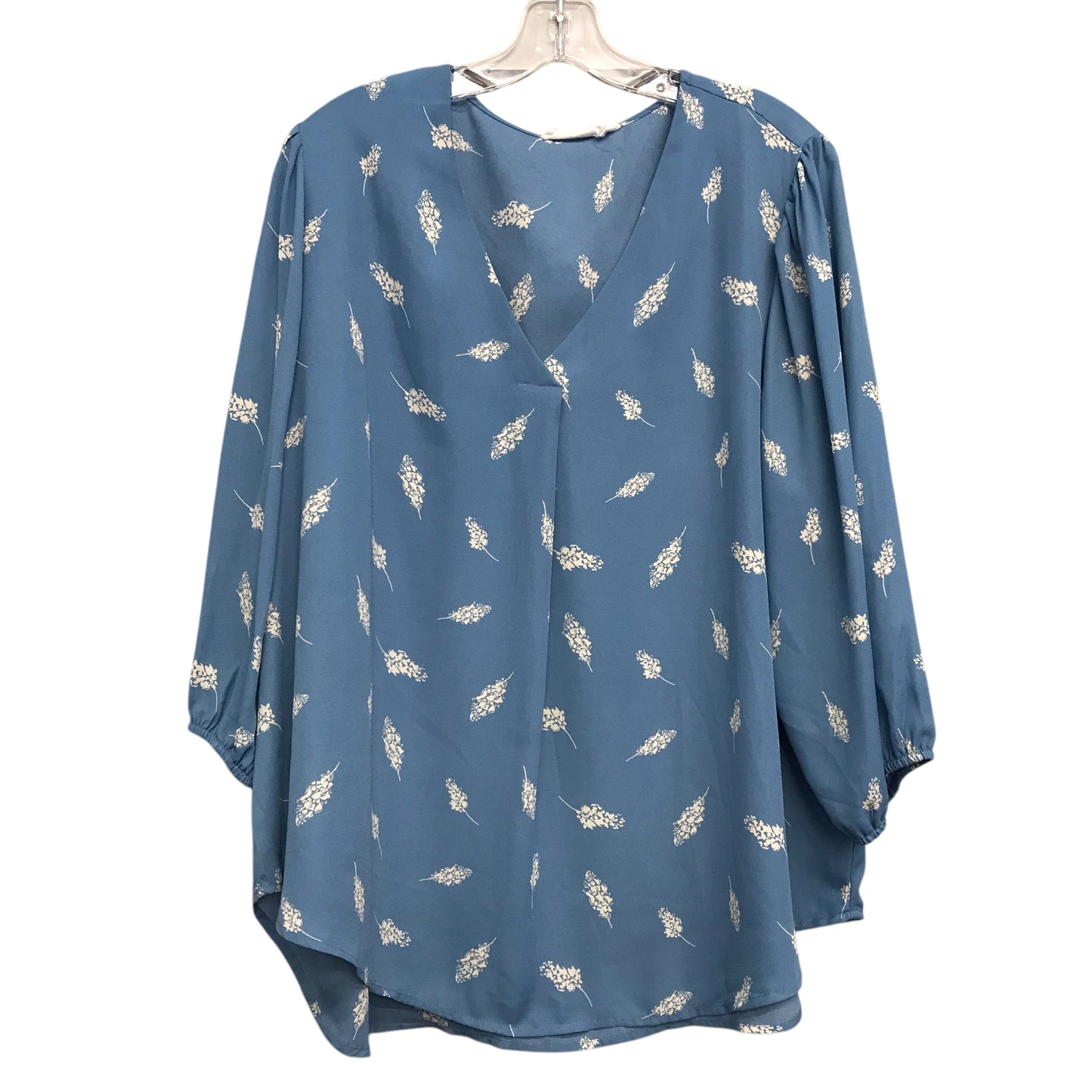 Top 3/4 Sleeve By Lush In Blue & Cream, Size:2X