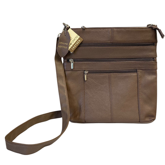 Handbag Leather In Brown, Size:Medium