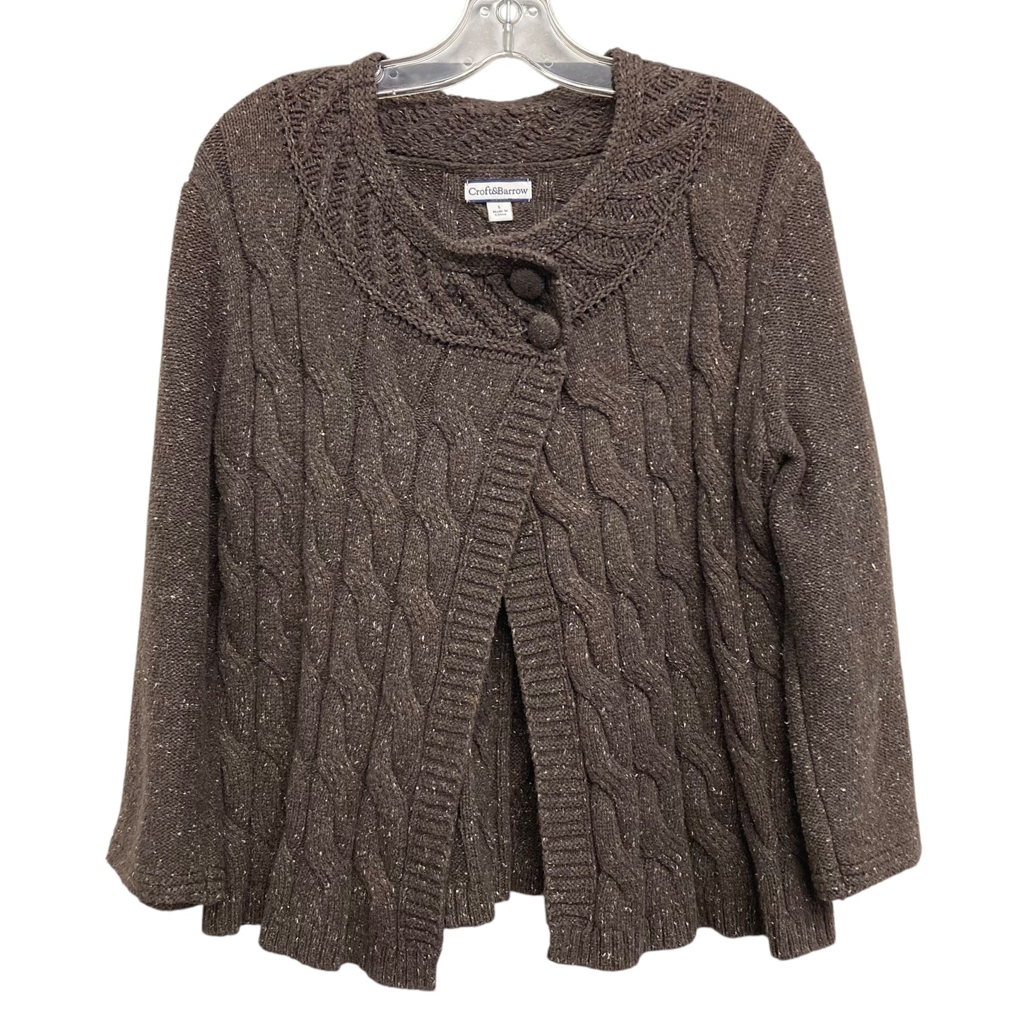 Cardigan By Croft And Barrow In Brown, Size:L