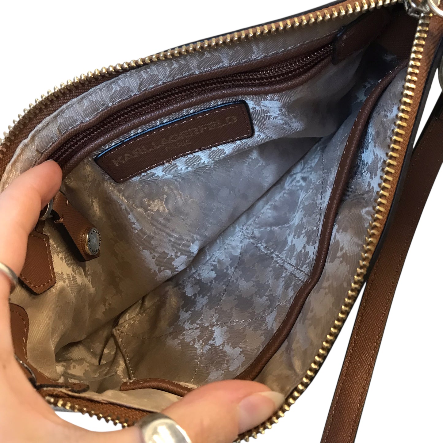 Crossbody Designer By Karl Lagerfeld In Brown, Size:Small