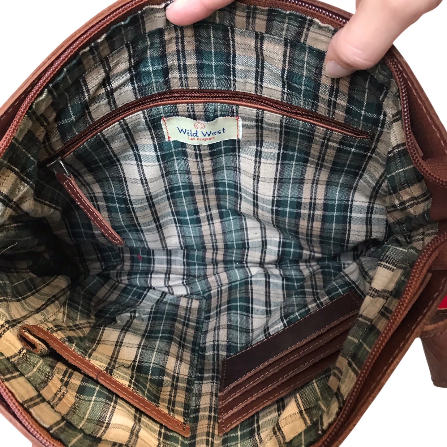 Handbag Leather By Wild West Los Angeles In Brown, Size:Medium