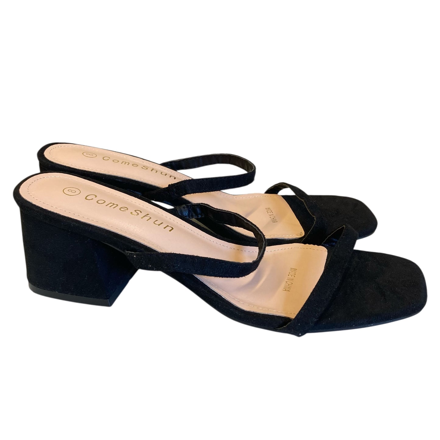 Sandals Heels Block By Come Shun In Black, Size:8