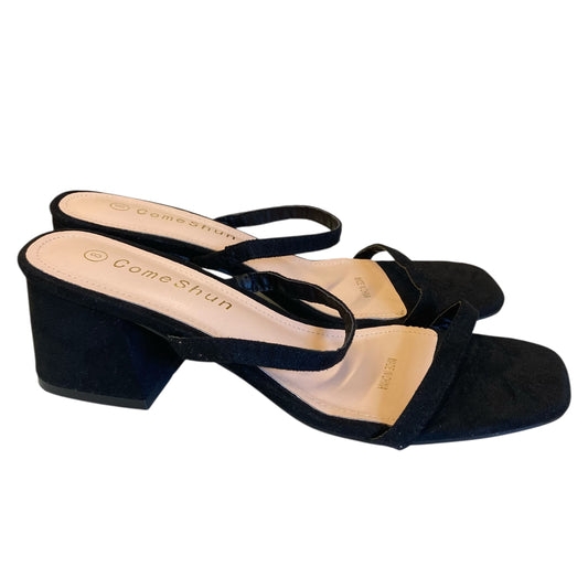 Sandals Heels Block By Come Shun In Black, Size:8