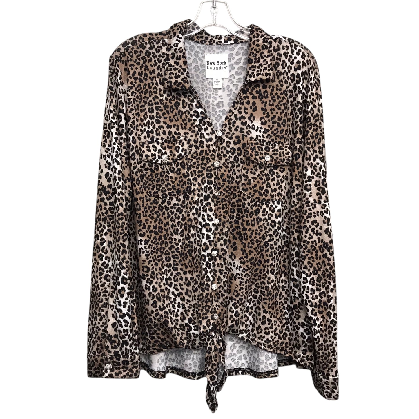 Top LS By New York Laundry In Animal Print, Size:2X