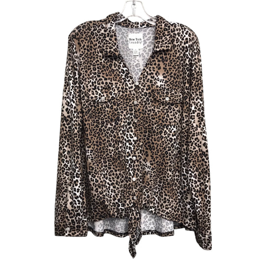 Top LS By New York Laundry In Animal Print, Size:2X