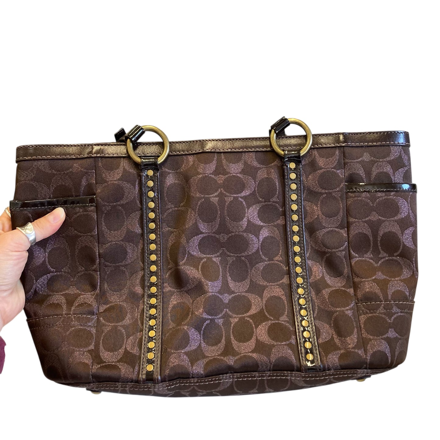 Handbag Designer By Coach In Brown, Size:Medium