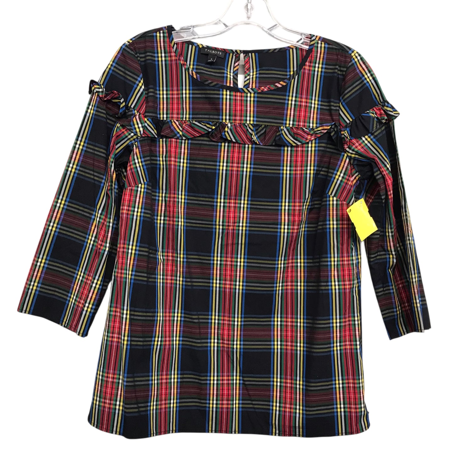 Top 3/4 Sleeve By Talbots In Plaid Pattern, Size:S