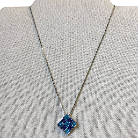 Necklace Designer By Swarovski In Blue & Silver