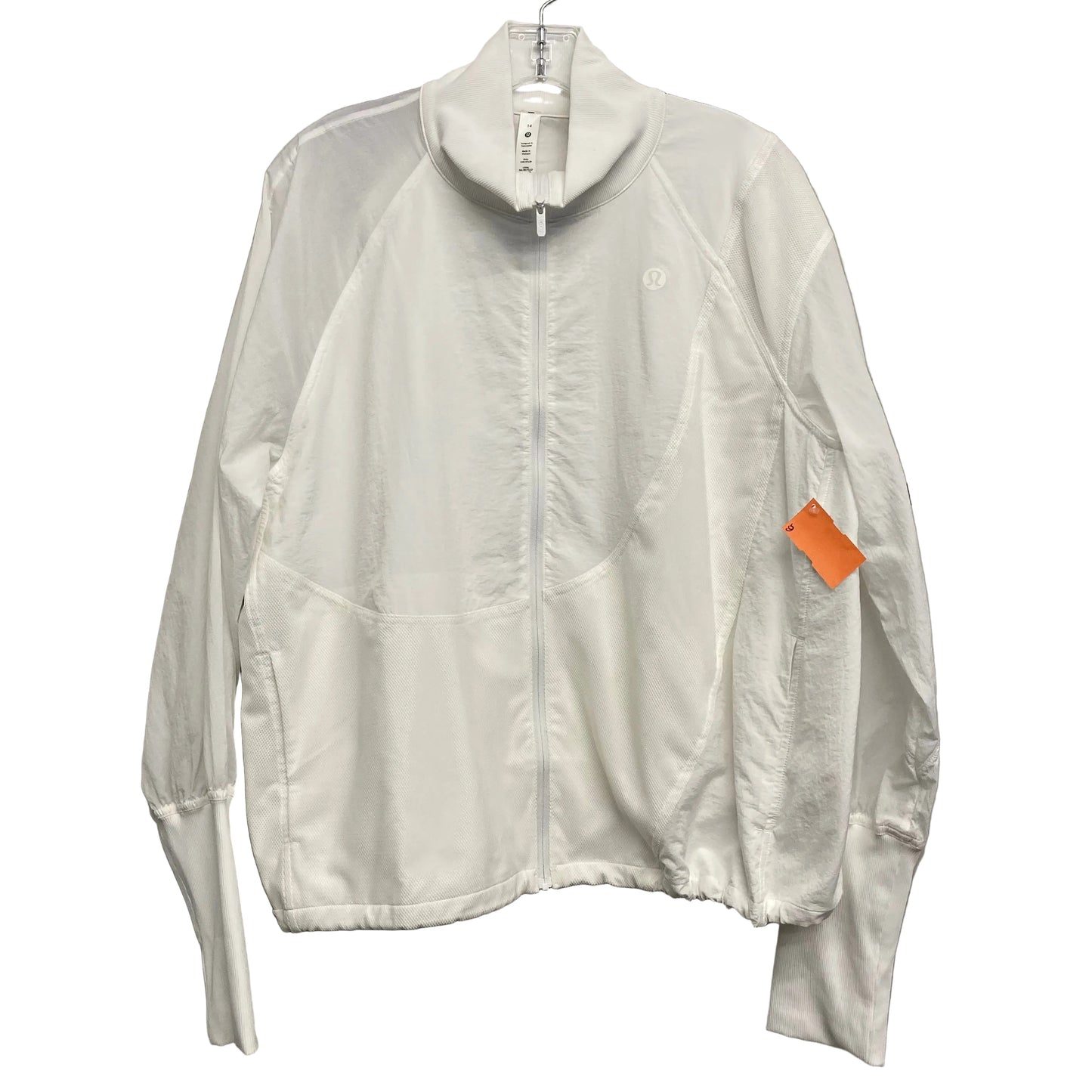 Athletic Jacket By Lululemon In White, Size:L