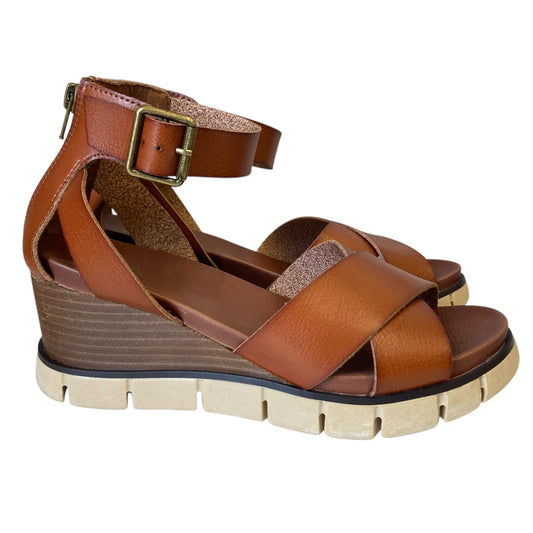 Sandals Heels Wedge By Mia In Brown, Size:7.5