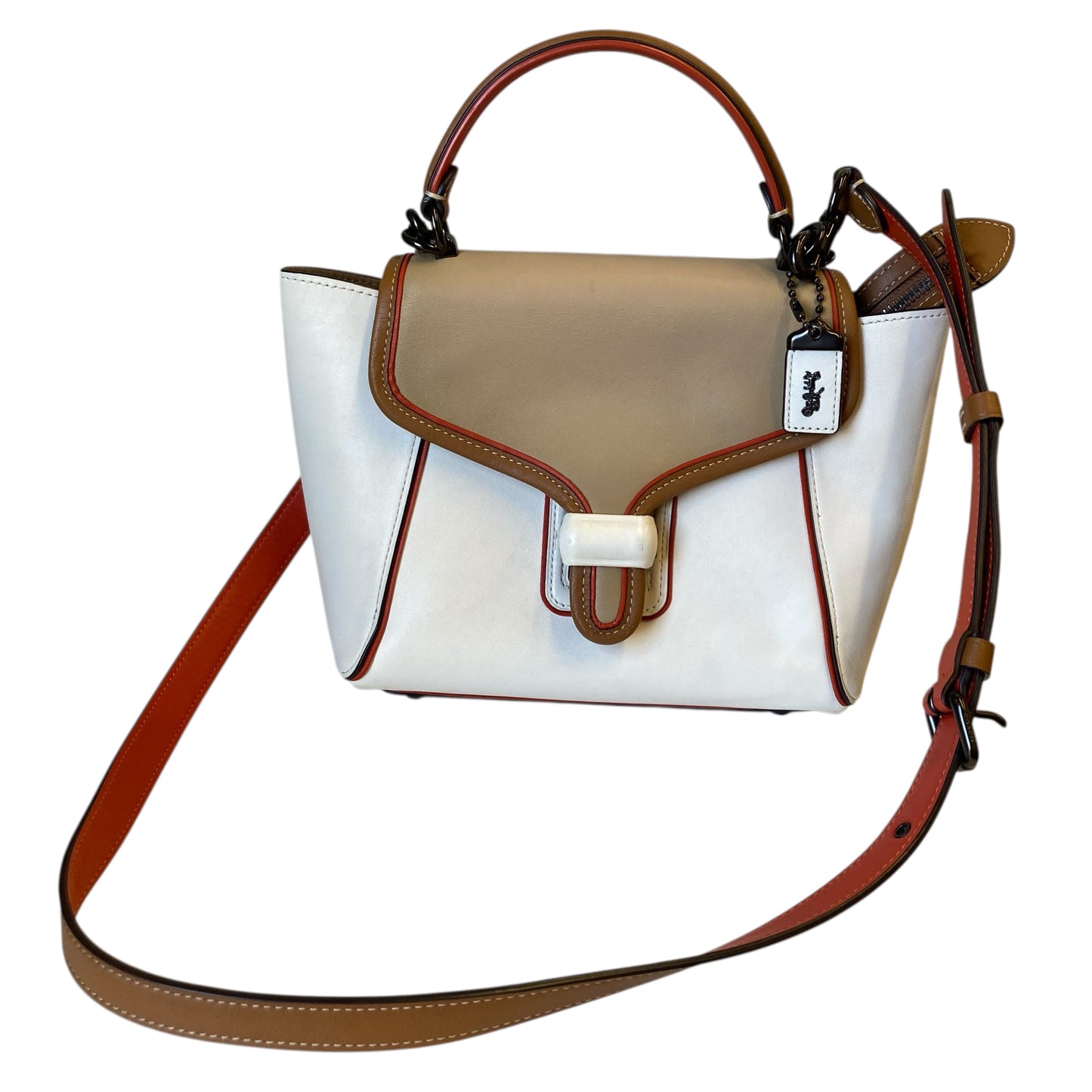 Crossbody Designer By Coach In Cream, Size:Medium