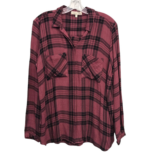 Top Ls By Side Stitch In Plaid Pattern, Size:S