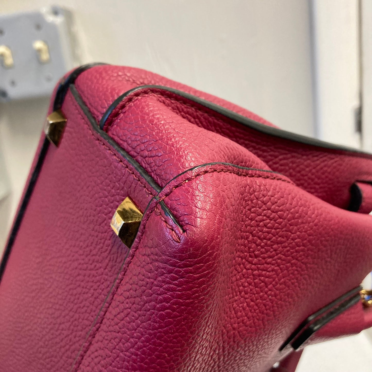 Handbag Luxury Designer By Mcm In Red, Size:Small