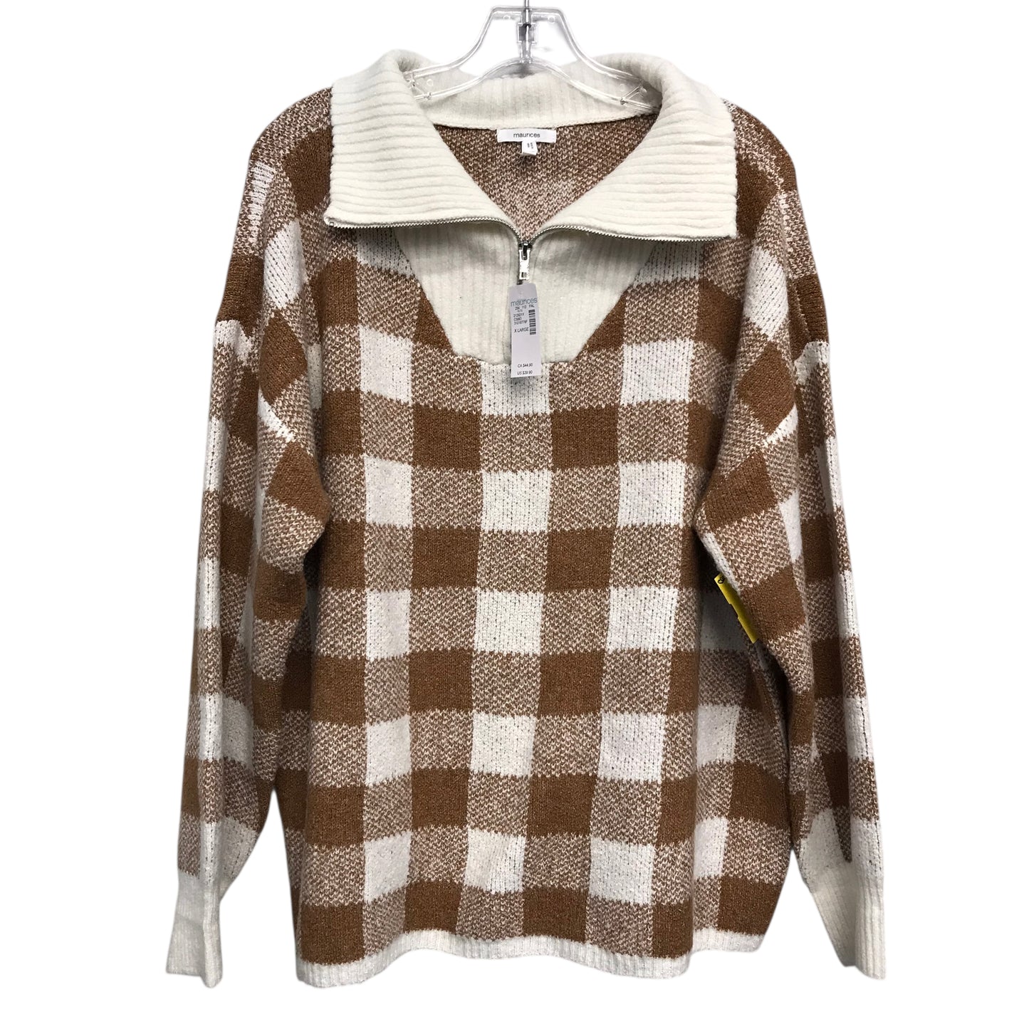 Sweater By Maurices In Tan & White, Size:Xl