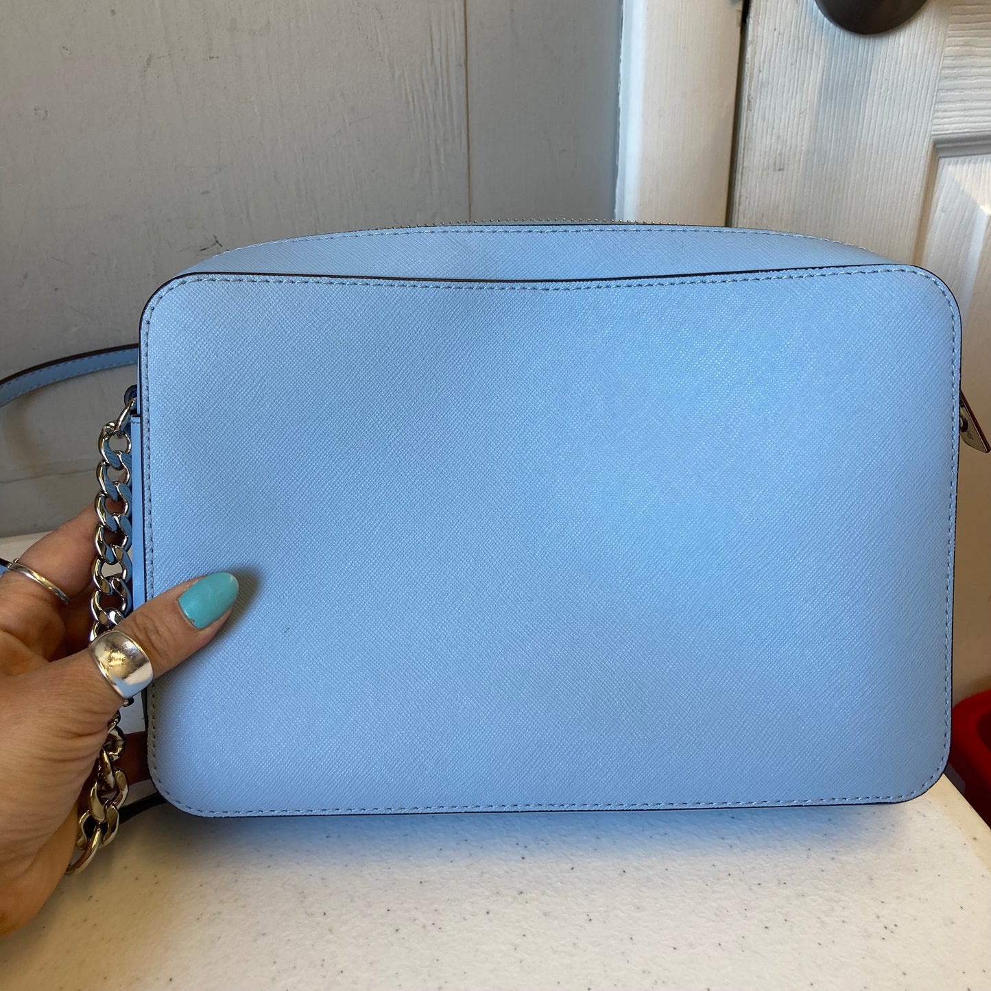 Crossbody Designer By Michael Kors In Blue, Size:Small