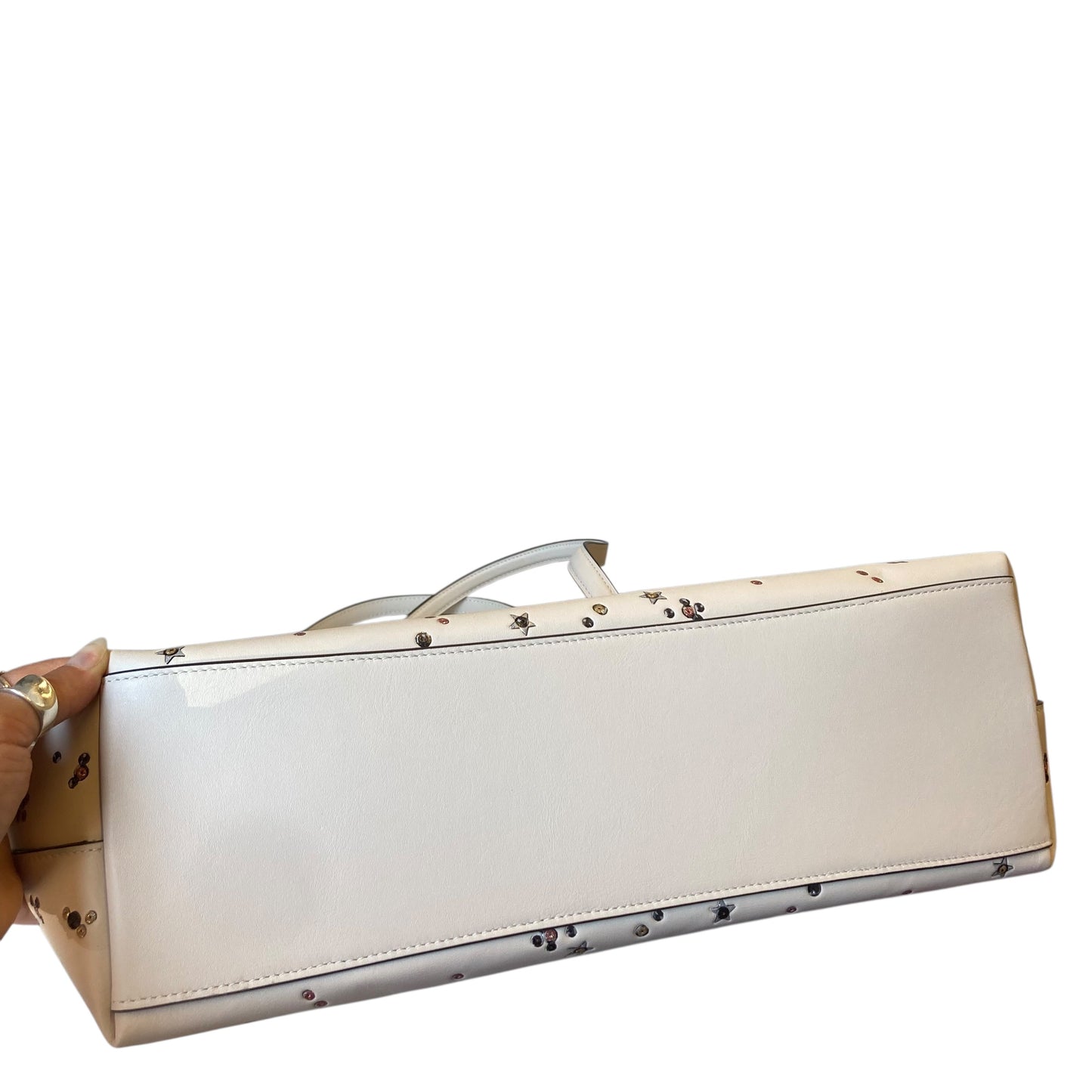 Handbag Designer By Coach In Cream, Size:Large