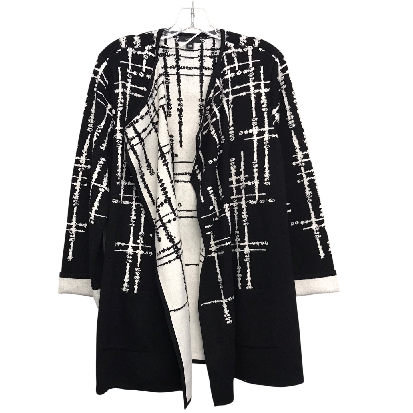 Sweater Cardigan By Alfani In Black & White, Size:L