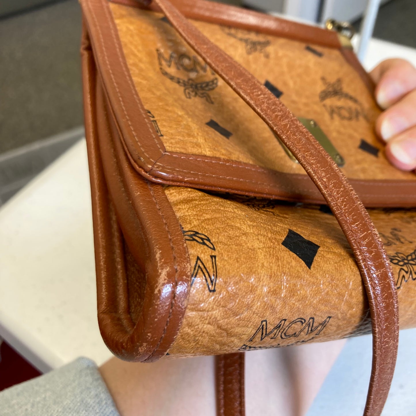 Handbag Luxury Designer By Mcm In Brown, Size:Small
