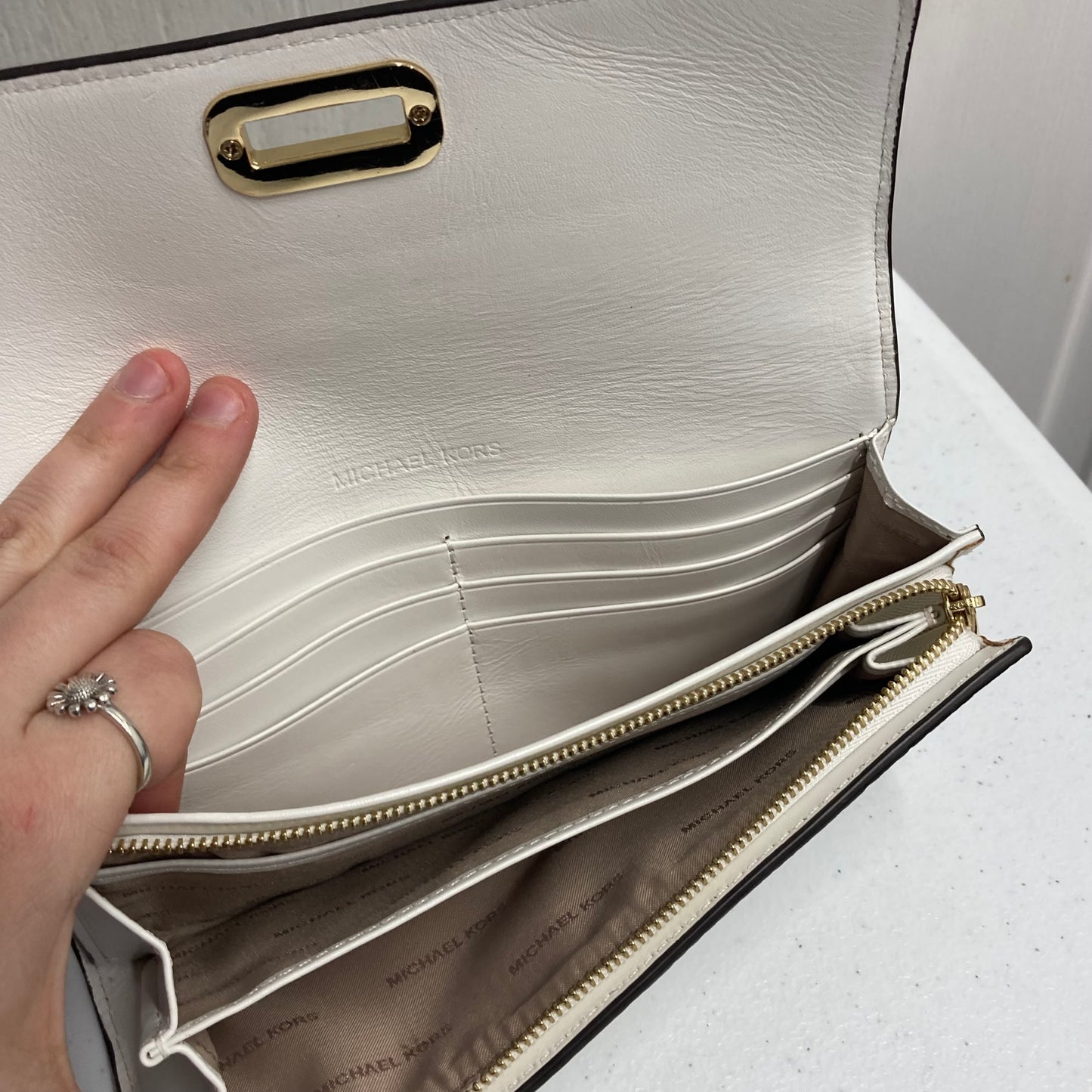 Wallet Designer By Michael Kors In White, Size:Large