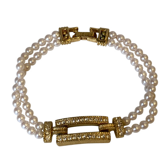 Bracelet Beaded By Napier In Gold & White