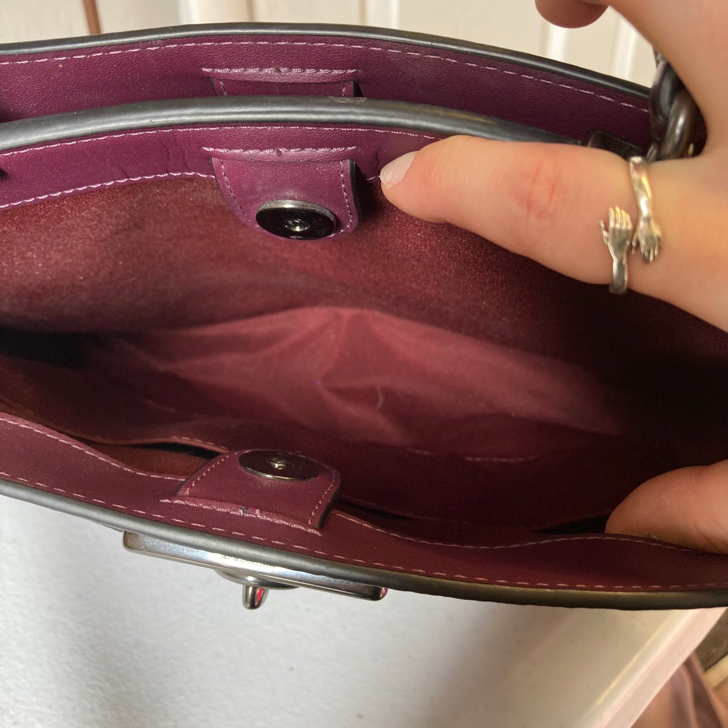 Handbag Designer By Coach In Purple, Size:Medium