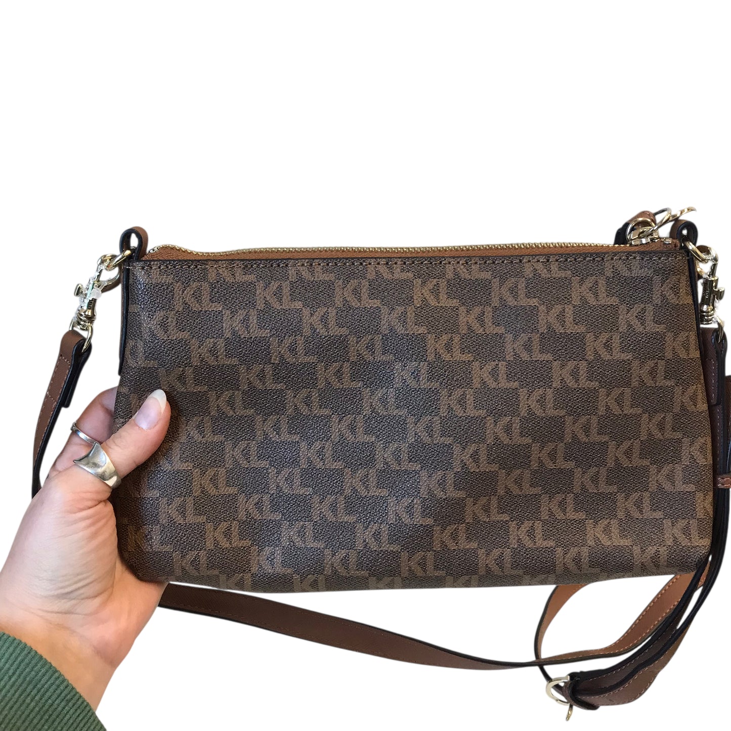 Crossbody Designer By Karl Lagerfeld In Brown, Size:Small