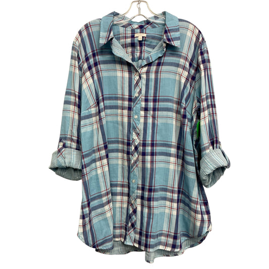 Top Ls By Talbots In Plaid Pattern, Size:2X