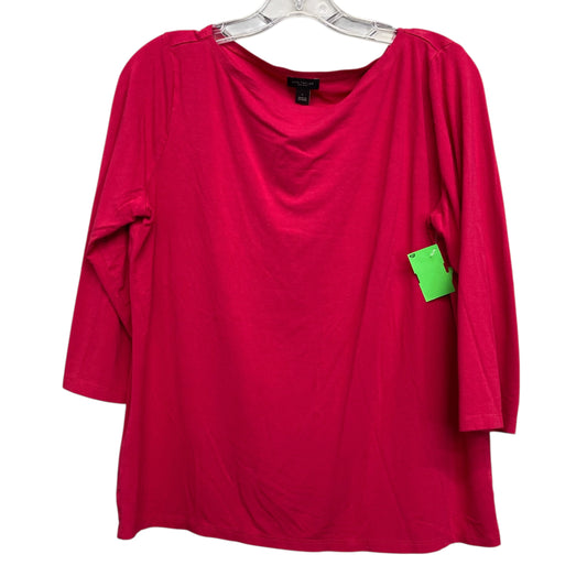 Top 3/4 Sleeve Basic By Ann Taylor In Pink, Size:L