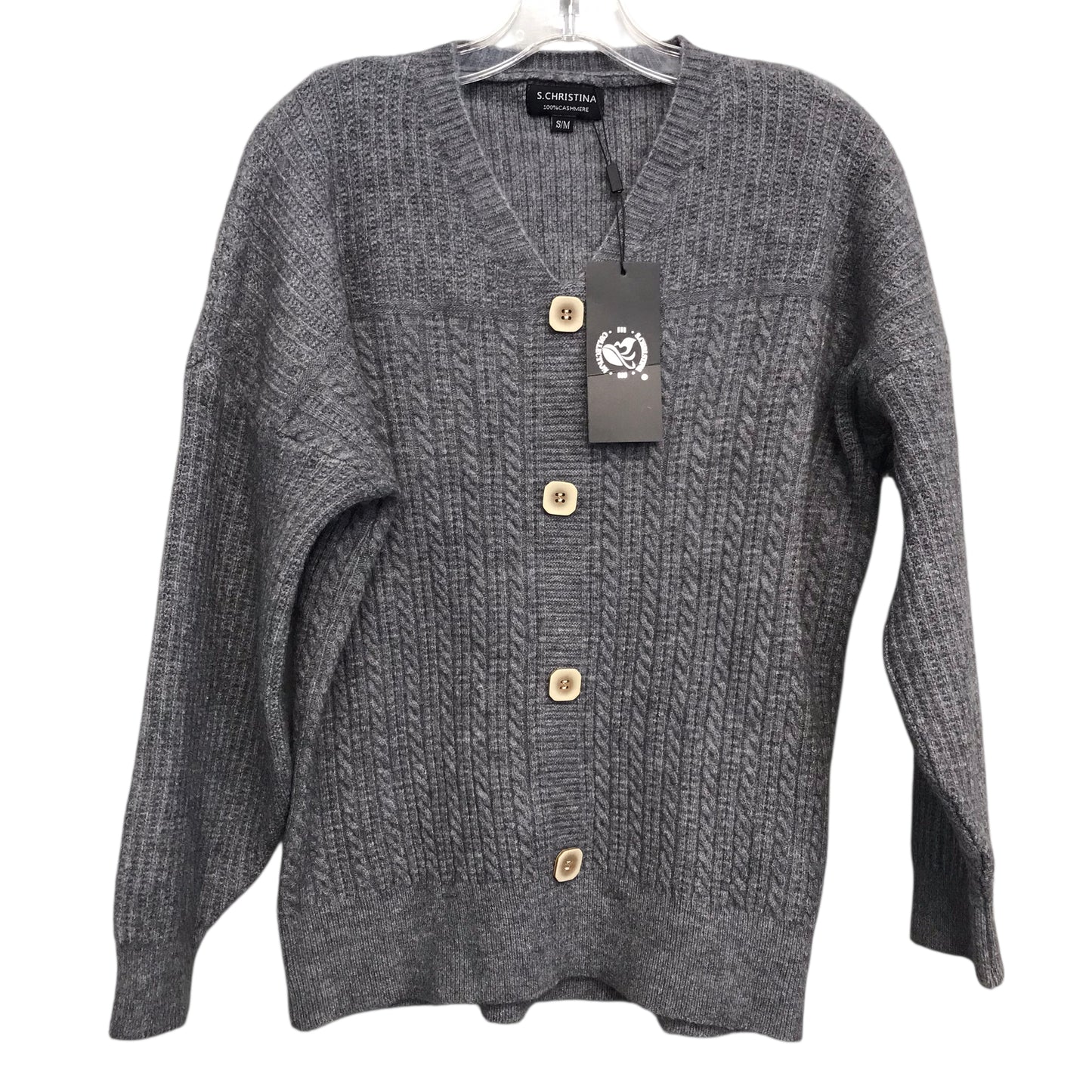 Sweater Cardigan Cashmere By S. Christina In Grey, Size:S