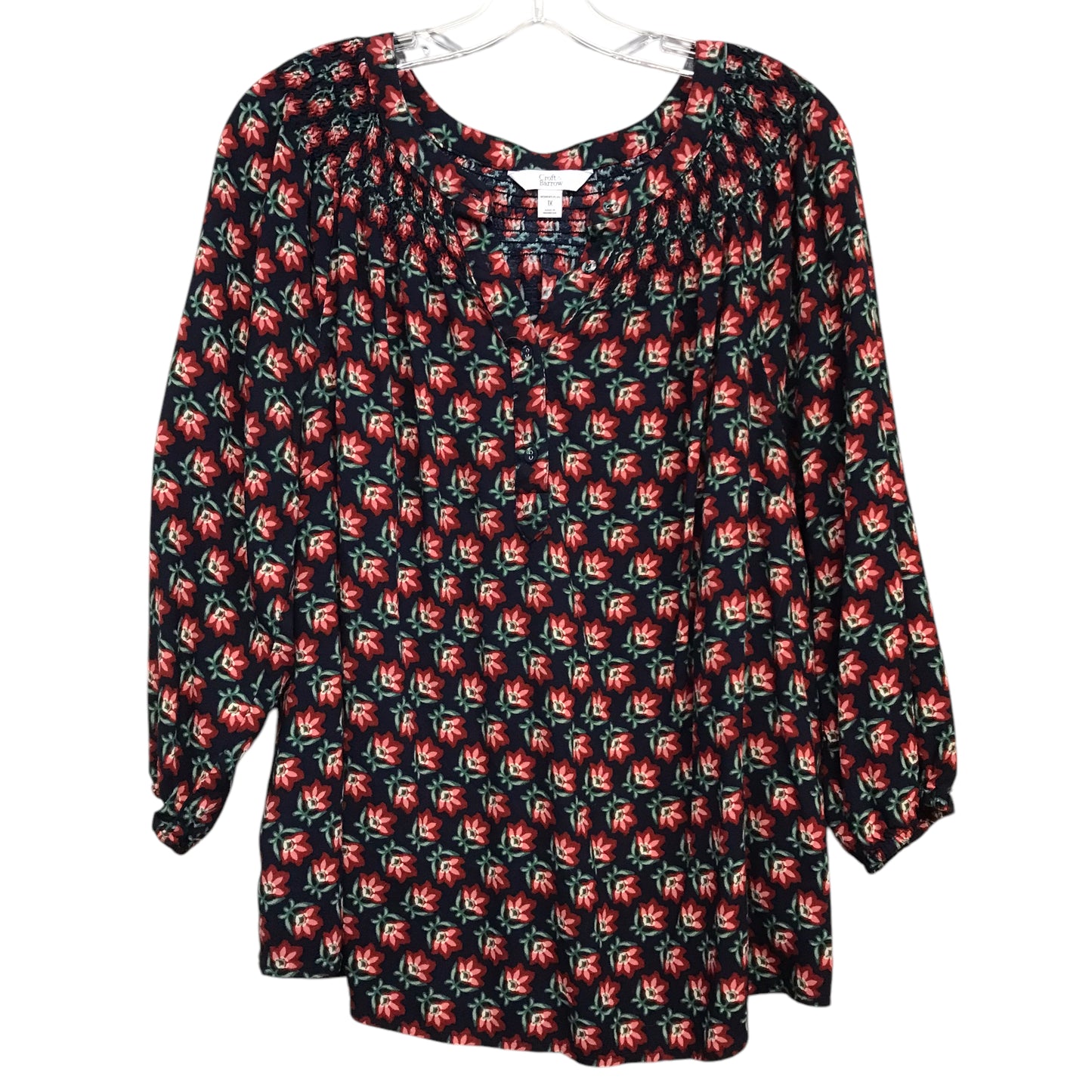 Top Ls By Croft And Barrow In Floral Print, Size:1X