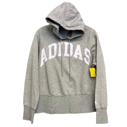 Athletic Sweatshirt Hoodie By Adidas In Grey, Size:M