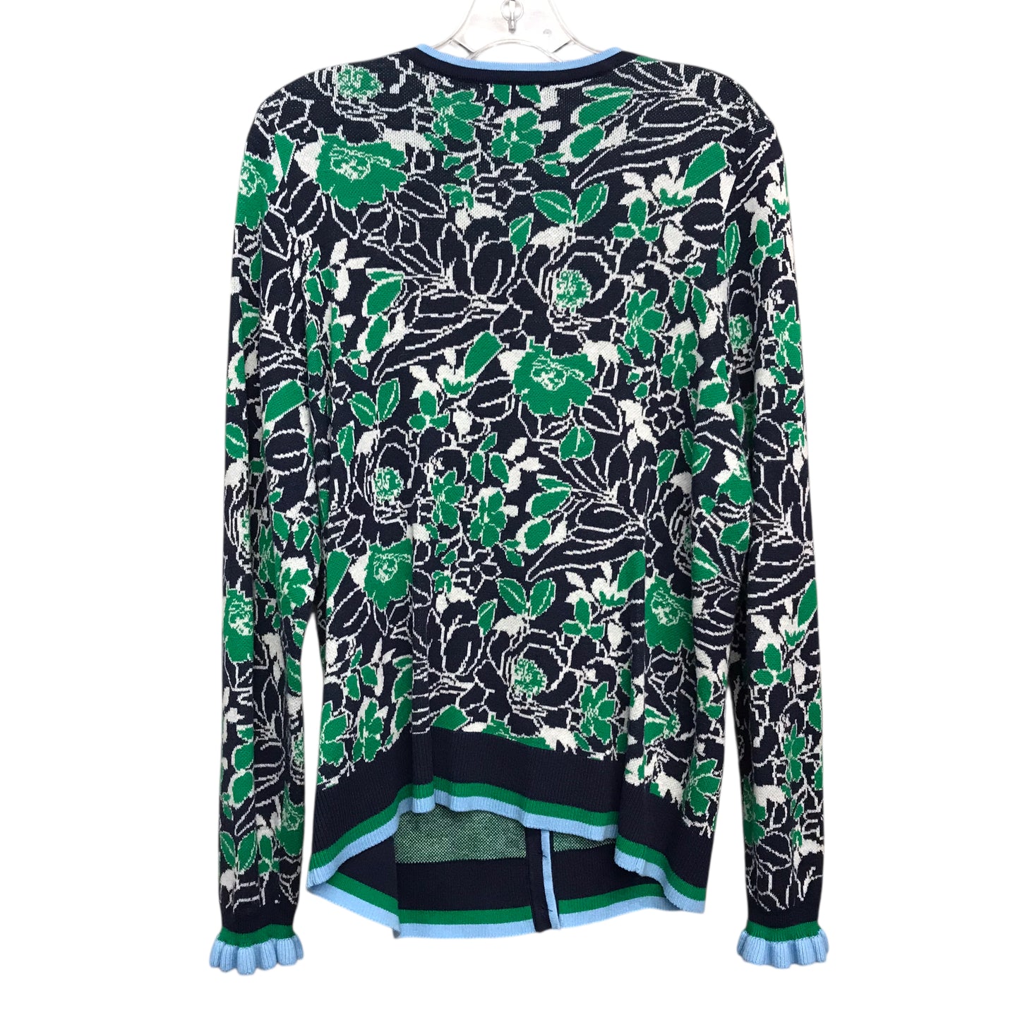 Sweater Cardigan By Charter Club In Blue & Green, Size:L