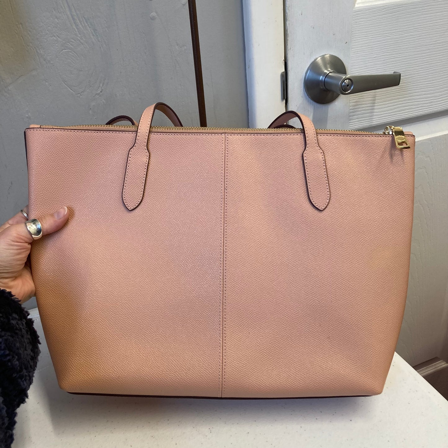 Handbag Designer By Coach In Peach, Size:Medium