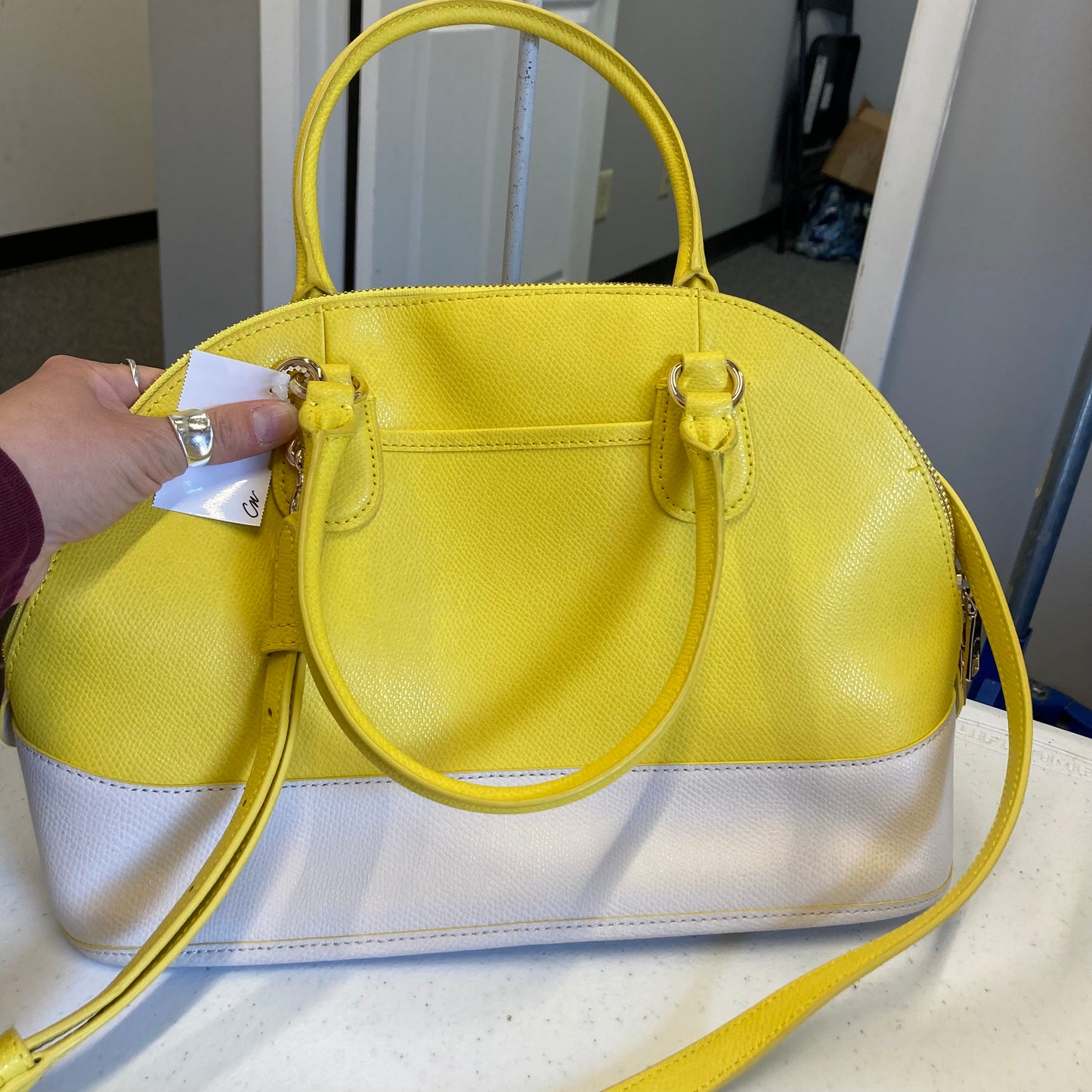 Handbag Designer By Coach In Yellow, Size:Medium