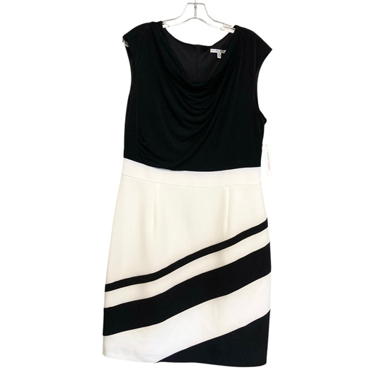 Dress Work By Sandra Darren In Black & White, Size:Xl