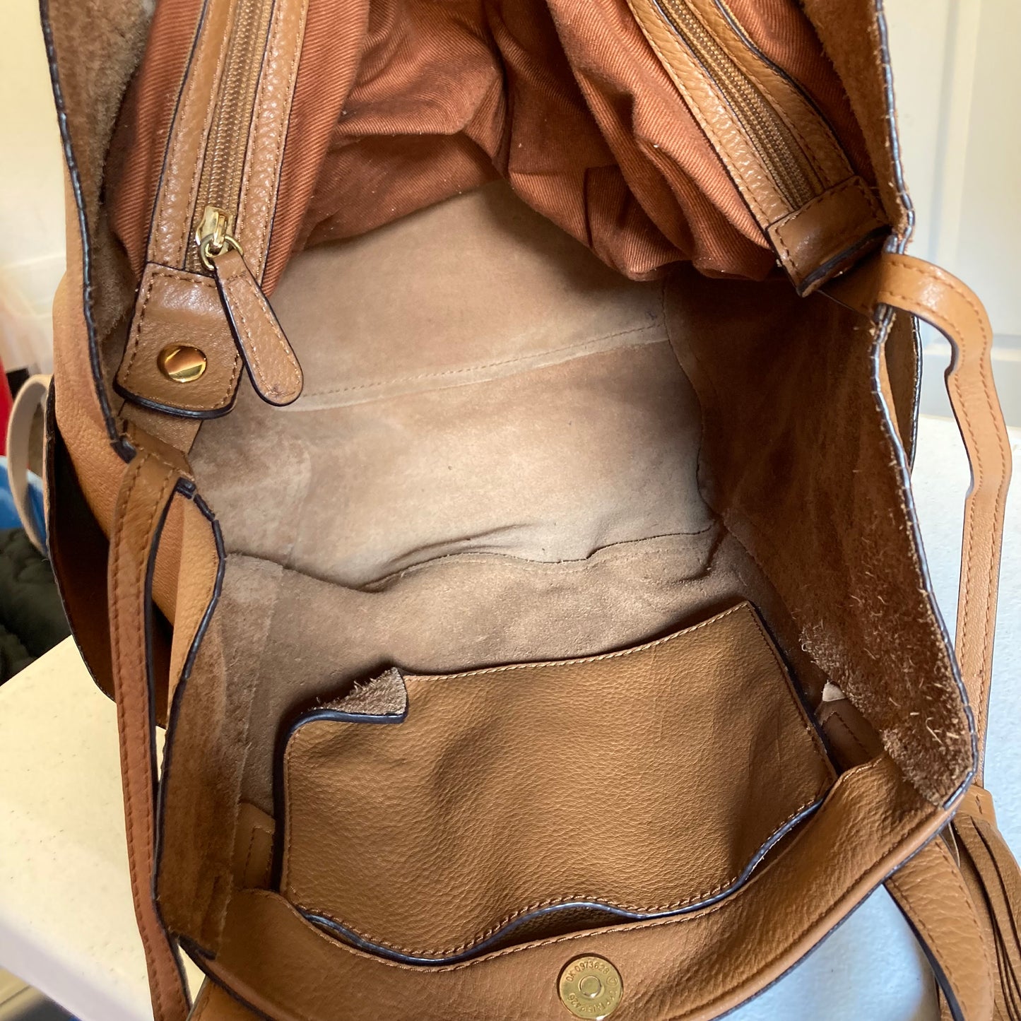 Handbag Designer By Michael Kors In Brown, Size:Large